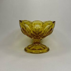 Anchor Hocking Amber Honey Gold Pedestal Dish